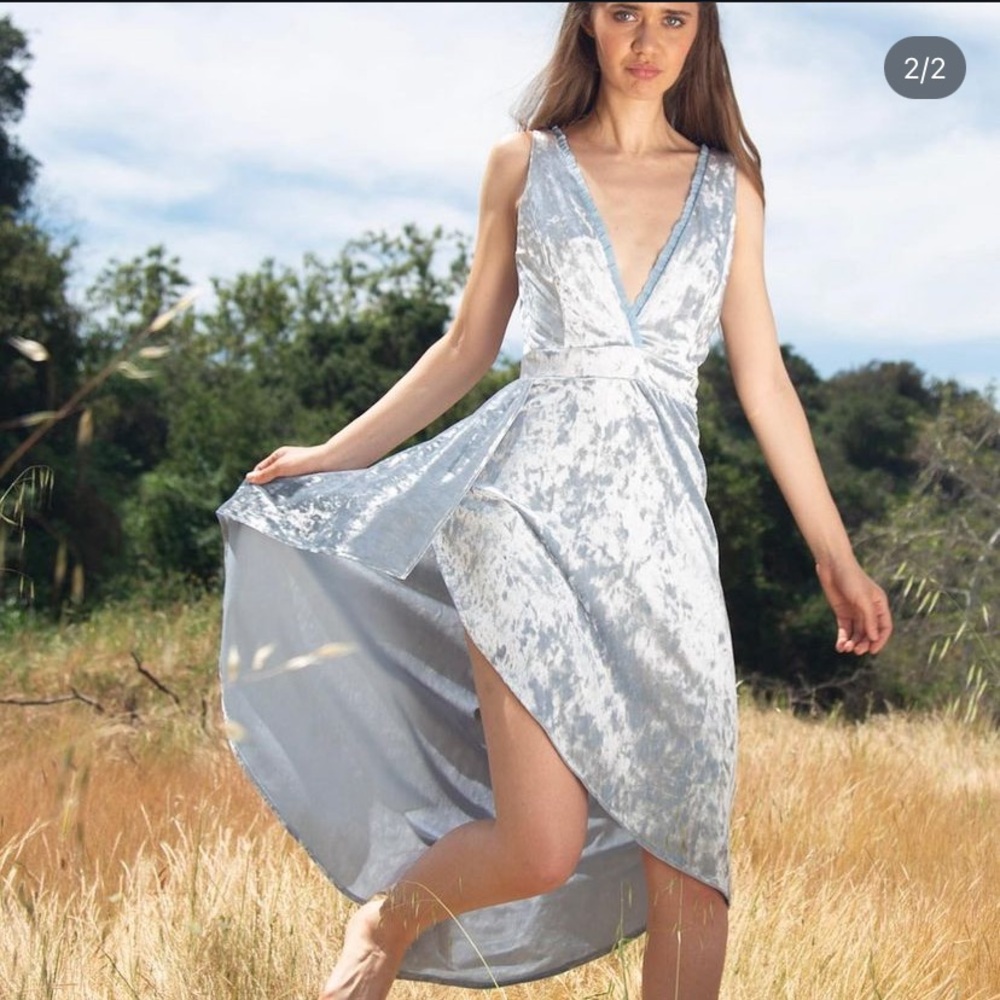 Beautiful hand made blue velvet dress. Tags still on from Truth + Wisdom.